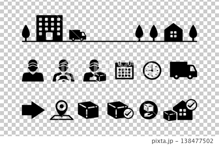 物流・運送業のトラック・アイコンイラスト素材 物流・運送業のトラック・アイコンイラスト素材 138477502