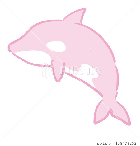 シャチのイラストアイコン（ピンク / 海の動物 / ガーリー / かわいい） 138478252