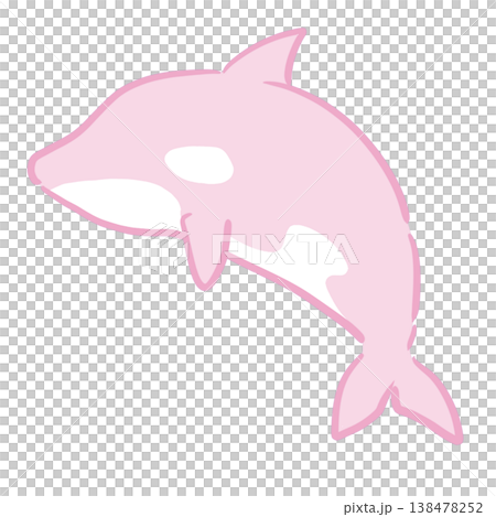 シャチのイラストアイコン（ピンク / 海の動物 / ガーリー / かわいい） 138478252