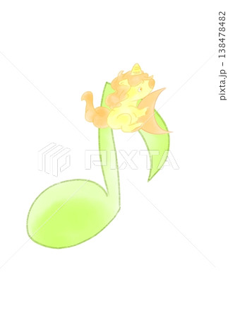 三日月を持ったユニコーンと音符 138478482