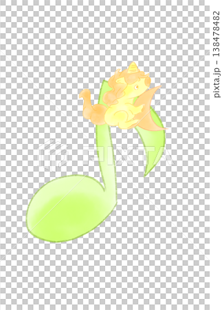 三日月を持ったユニコーンと音符 138478482