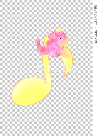 A unicorn holding a crescent moon and musical notes A unicorn holding a crescent moon and musical notes 138478499
