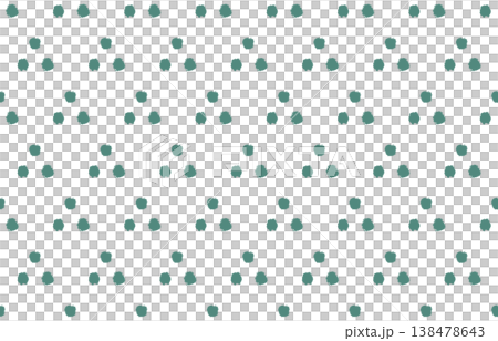 Hand-drawn style polka dot seamless pattern on a white background with teal green dots. 138478643