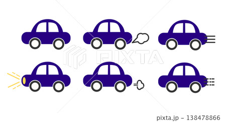 赤い車のシンプルなアイコンセット 138478866