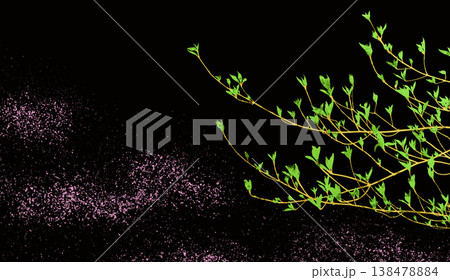 若葉の芽生えを色箔で表現した、日本の伝統「蒔絵」風アート 若葉の芽生えを色箔で表現した、日本の伝統「蒔絵」風アート 138478884