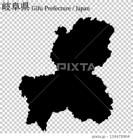 日本向量插圖地圖素材:岐阜縣地圖 日本向量插圖地圖素材:岐阜縣地圖 138478904