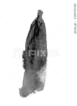 【背景透過】人物のシルエットの水墨画 138479190