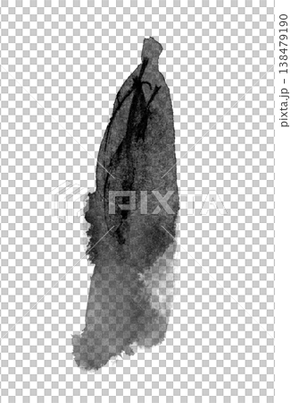 【背景透過】人物のシルエットの水墨画 138479190