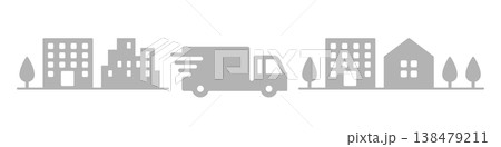 お急ぎ便トラックのアイコンイラスト素材・灰色 138479211