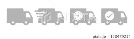 シンプル配送トラックアイコン素材・灰色 シンプル配送トラックアイコン素材・灰色 138479214