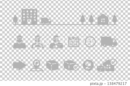 物流・運送業・トラックのアイコンイラスト素材・灰色 物流・運送業・トラックのアイコンイラスト素材・灰色 138479217