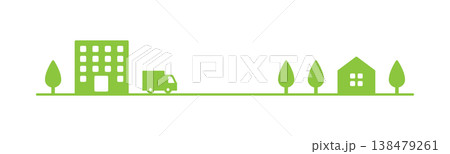 シンプルで使いやすい配送トラックの図案・黄緑色 シンプルで使いやすい配送トラックの図案・黄緑色 138479261