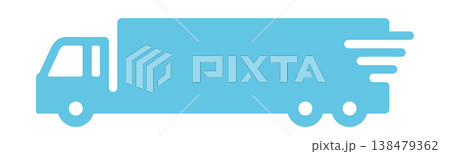 配送スピード強調・トラックアイコン・水色 138479362
