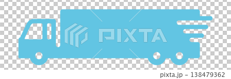 配送スピード強調・トラックアイコン・水色 138479362
