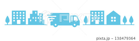 お急ぎ便トラックのアイコンイラスト素材・水色 138479364