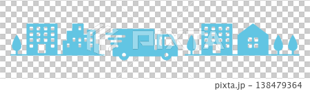 お急ぎ便トラックのアイコンイラスト素材・水色 138479364