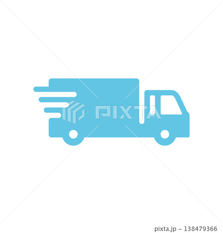 お急ぎ便トラックシンプルアイコン・水色 138479366