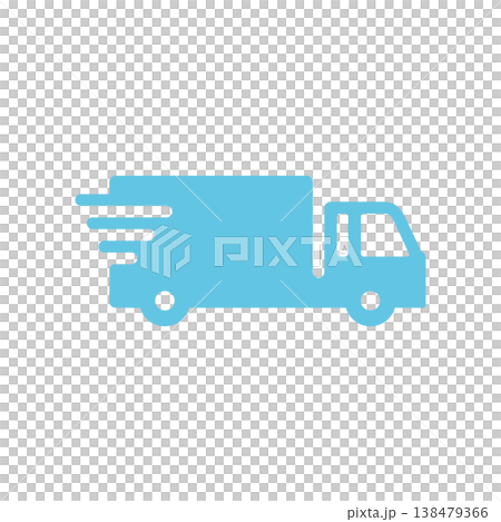 お急ぎ便トラックシンプルアイコン・水色 138479366