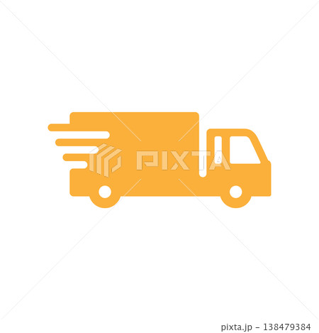 お急ぎ便トラックシンプルアイコン・橙色 138479384