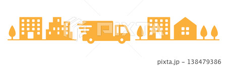 お急ぎ便トラックのアイコンイラスト素材・橙色 138479386