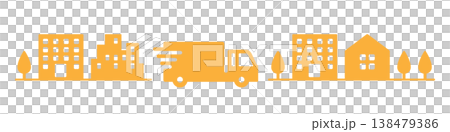 お急ぎ便トラックのアイコンイラスト素材・橙色 138479386