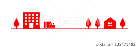 シンプルで使いやすい配送トラックの図案・赤色 138479482