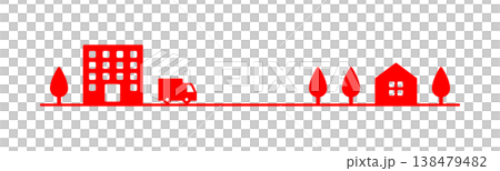 シンプルで使いやすい配送トラックの図案・赤色 138479482