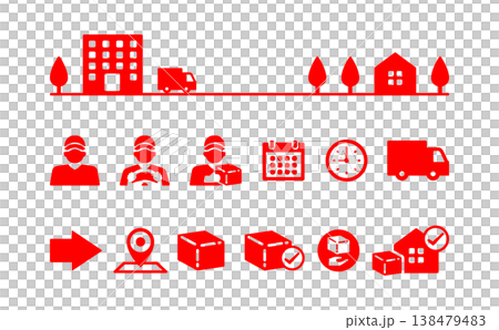 Logistics/Transportation Industry/Truck Icon Illustration Material - Red 138479483