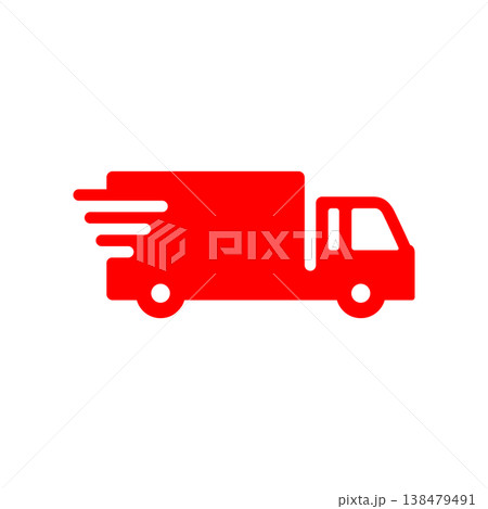 お急ぎ便トラックシンプルアイコン・赤色 138479491