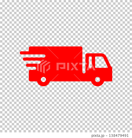 お急ぎ便トラックシンプルアイコン・赤色 138479491