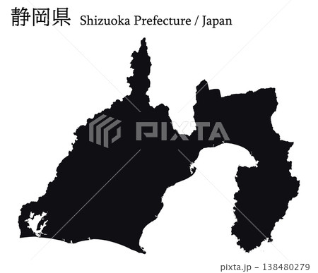 日本のベクターイラスト地図素材：静岡県全体地図 138480279