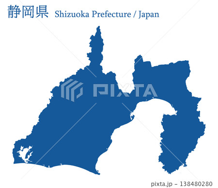 日本のベクターイラスト地図素材:静岡県全体地図 日本のベクターイラスト地図素材:静岡県全体地図 138480280
