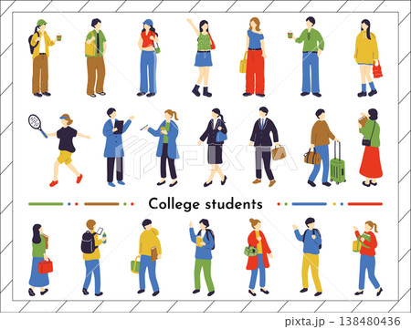 大学生イラストセット 138480436