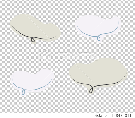 A set of one-stroke style speech bubble illustration materials (hand-drawn, muted colors, lavender, greige, simple). A set of one-stroke style speech bubble illustration materials (hand-drawn, muted colors, lavender, greige, simple). 138481011