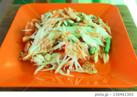 papaya salad or som tam , spicy salad or Thai food or Thai spicy salad papaya salad or som tam , spicy salad or Thai food or Thai spicy salad 138481303