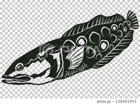 這是一張用紙剪出的蛇頭魚插圖,對於害怕蛇的人來說,它看起來很危險。 這是一張用紙剪出的蛇頭魚插圖,對於害怕蛇的人來說,它看起來很危險。 138481455