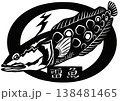 釣った後でも超危険喜びすぎて大変な事になんて雷魚の切り絵貼り絵イラスト 138481465