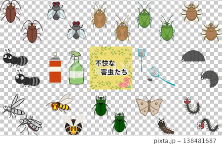 いろいろな不快害虫のセット 138481687