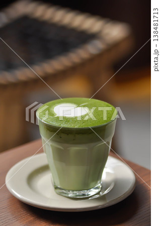 green tea or matcha latte , matcha green tea latte , milk green tea green tea or matcha latte , matcha green tea latte , milk green tea 138481713