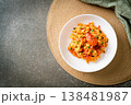 Stir-fried tomatoes with egg or Scrambled eggs with tomatoes 138481987