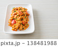 Stir-fried tomatoes with egg or Scrambled eggs with tomatoes 138481988