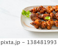 grilled chicken gizzard skewer with herbs and spices 138481993