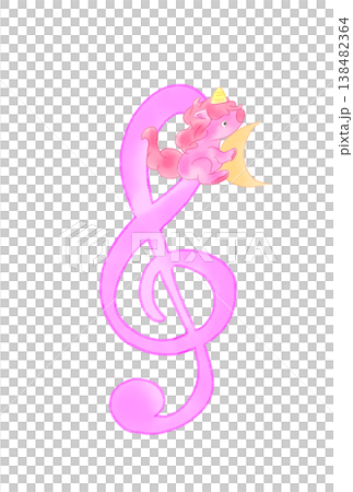 A unicorn holding a crescent moon and musical notes A unicorn holding a crescent moon and musical notes 138482364