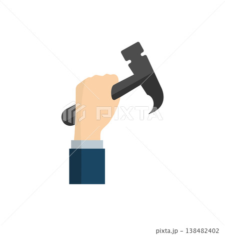 Hand holding a claw hammer icon 138482402