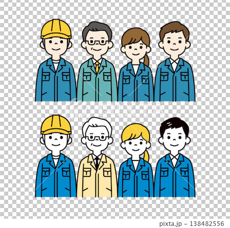 一組向量插圖,展示了公司總裁/主管和多名身著工作服的男女員工的上半身。 一組向量插圖,展示了公司總裁/主管和多名身著工作服的男女員工的上半身。 138482556