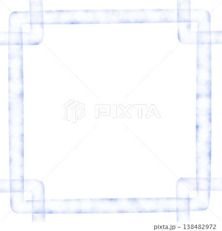 水彩タッチのぼんやり四角フレーム　コーナークロスタイプ　ブルー 138482972