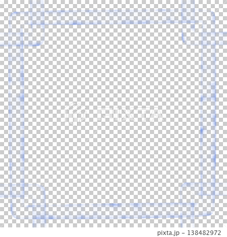 水彩タッチのぼんやり四角フレーム　コーナークロスタイプ　ブルー 138482972