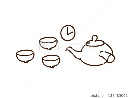 お茶を待つ　線画 138483061