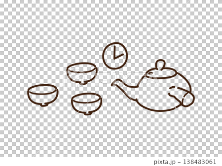 お茶を待つ　線画 138483061