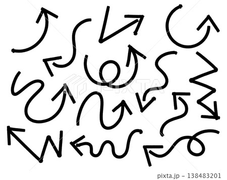 フリーハンドで書いた黒い矢印イラストセット 138483201